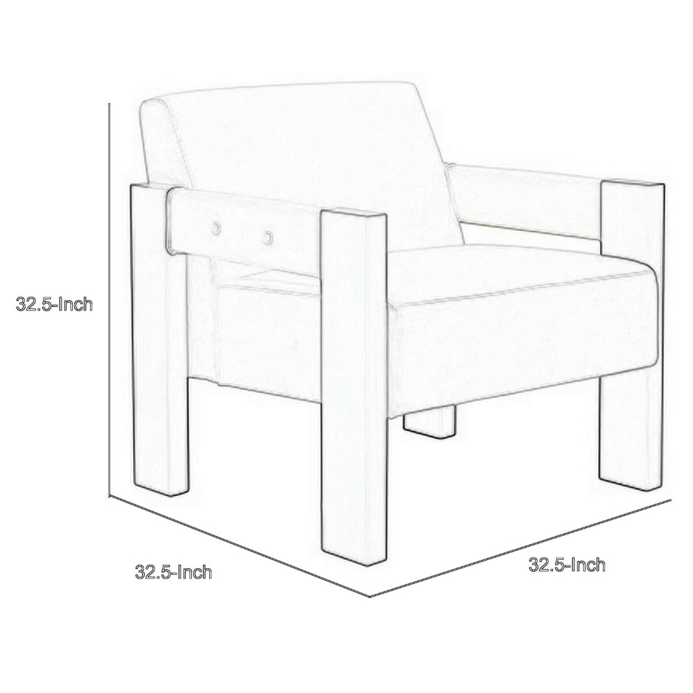 Benjara Live Accent Chair, Cushioned Seat, White Faux Leather, Espresso Brown Wood