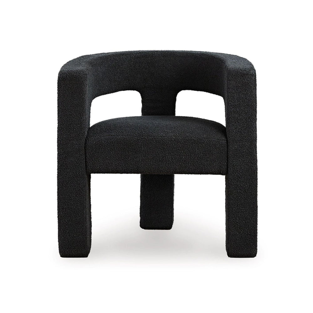Benjara Sovi Accent Chair, Cushioned Seat, Barrel Back with Cutout Design, Black
