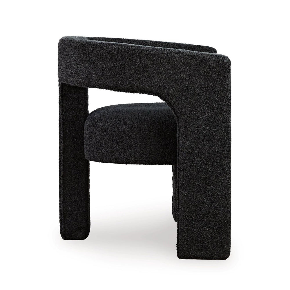 Benjara Sovi Accent Chair, Cushioned Seat, Barrel Back with Cutout Design, Black
