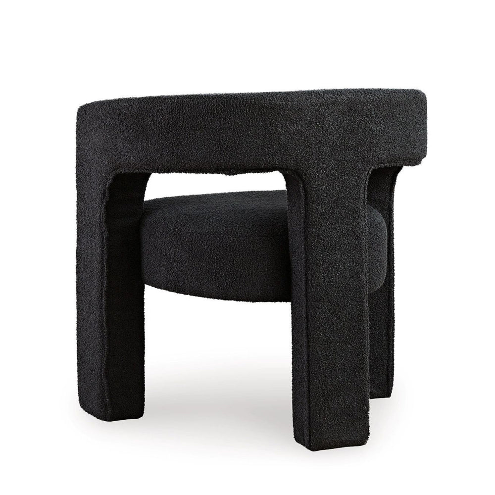 Benjara Sovi Accent Chair, Cushioned Seat, Barrel Back with Cutout Design, Black