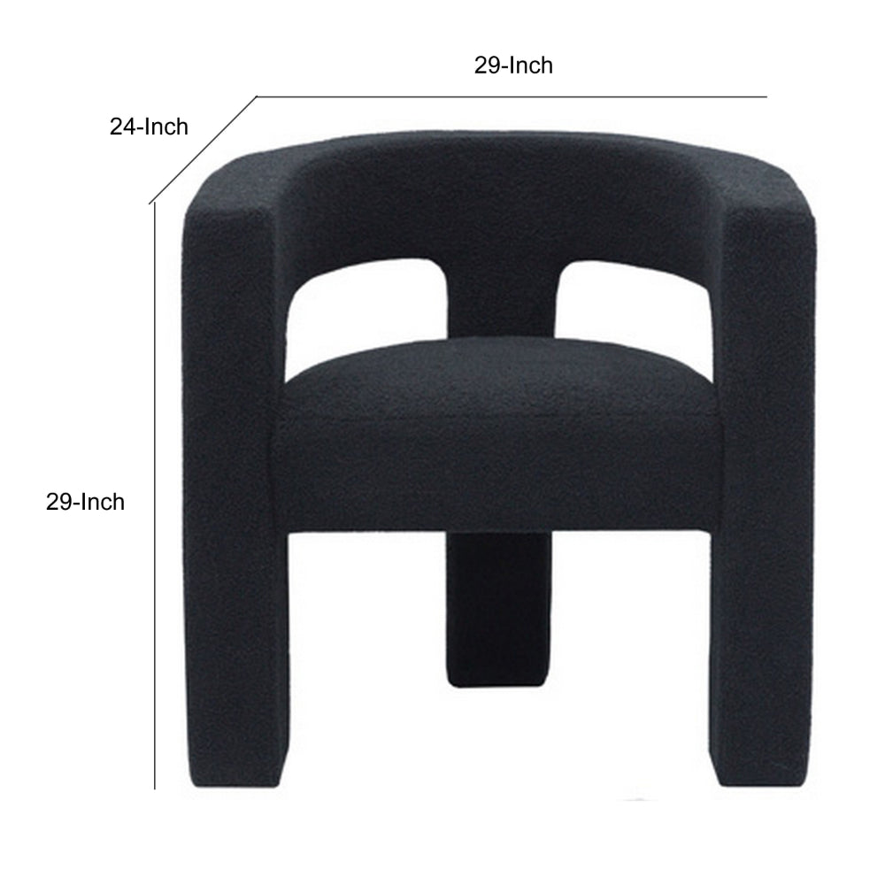 Benjara Sovi Accent Chair, Cushioned Seat, Barrel Back with Cutout Design, Black