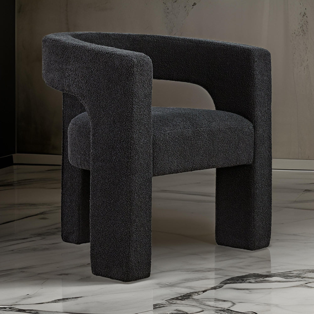 Benjara Sovi Accent Chair, Cushioned Seat, Barrel Back with Cutout Design, Black