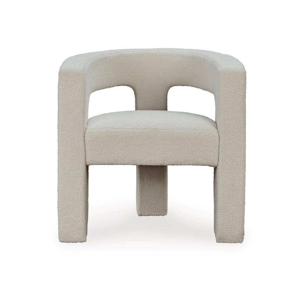 Benjara Sovi Accent Chair, Cushioned Seating, Barrel Back with Cutout Design, Ivory
