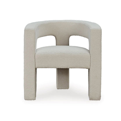Benjara Sovi Accent Chair, Cushioned Seating, Barrel Back with Cutout Design, Ivory