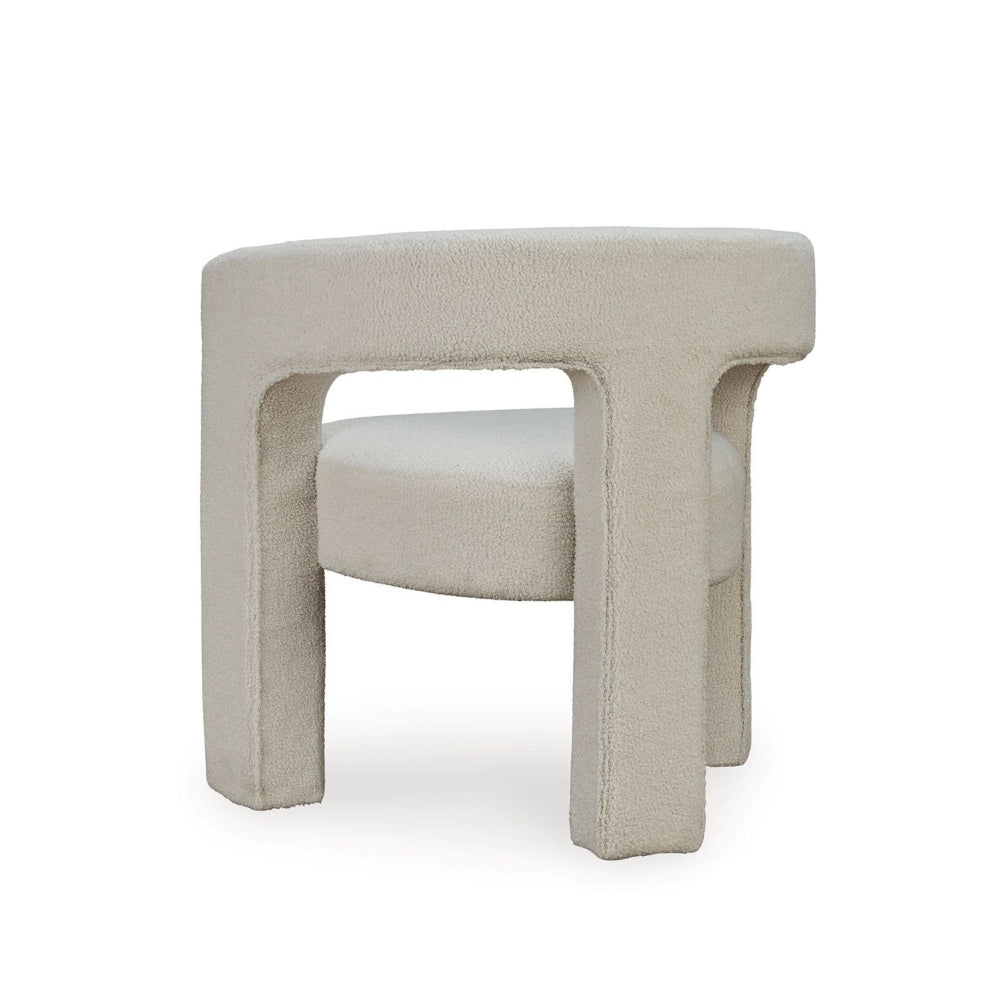 Benjara Sovi Accent Chair, Cushioned Seating, Barrel Back with Cutout Design, Ivory