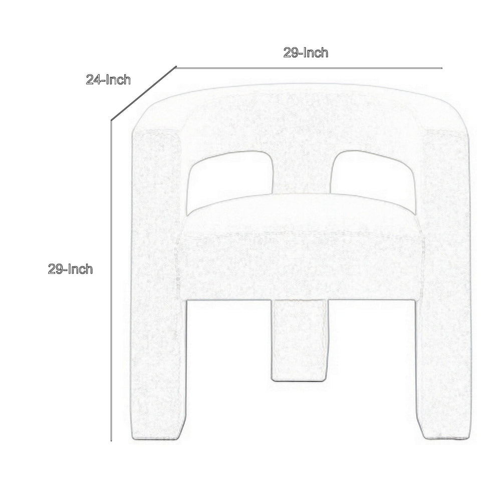 Benjara Sovi Accent Chair, Cushioned Seating, Barrel Back with Cutout Design, Ivory