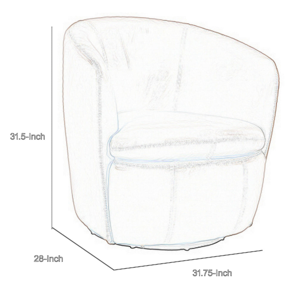 Benjara Niko Swivel Accent Chair, Round Barrel Design, Dark Blue Top Grain Leather