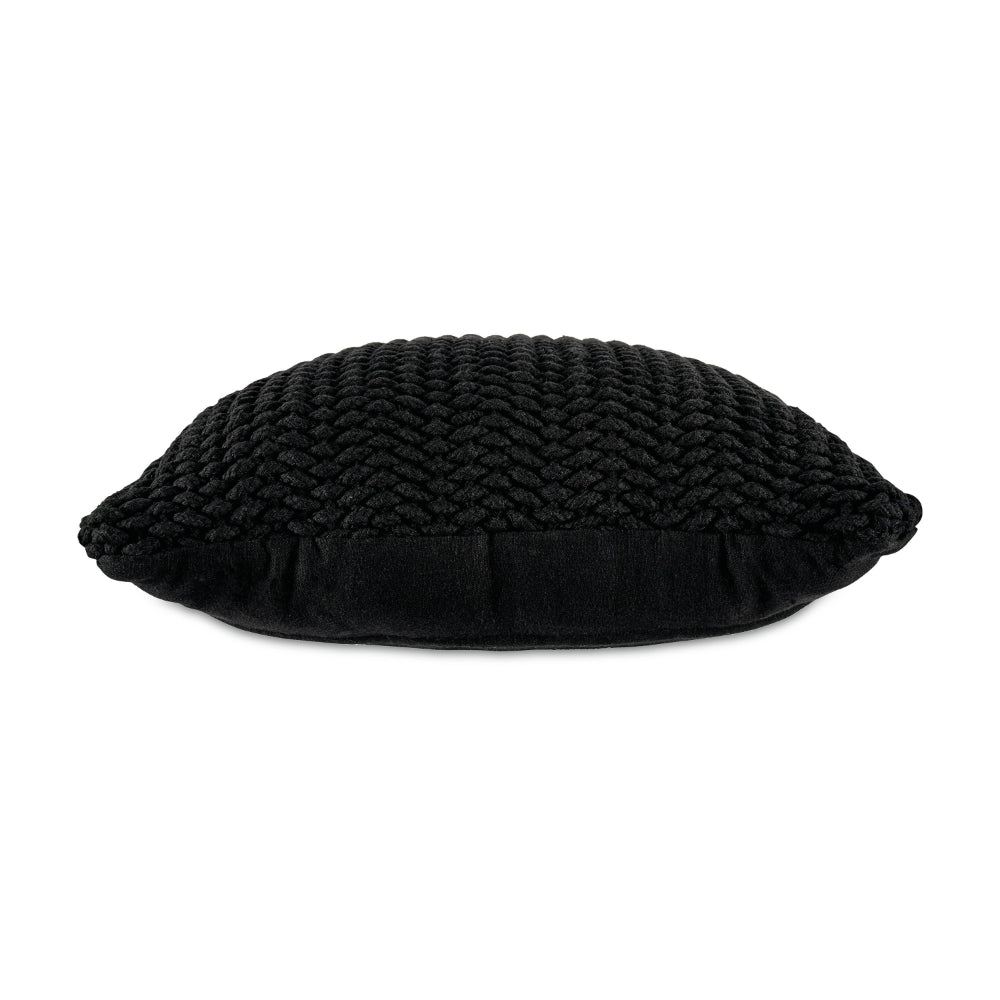 Benjara Accent Throw Pillow Set of 4, 20 Inch Square, Handwoven Black Cotton