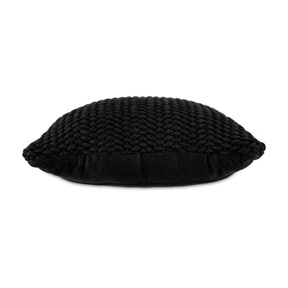 Benjara Accent Throw Pillow Set of 4, 20 Inch Square, Handwoven Black Cotton