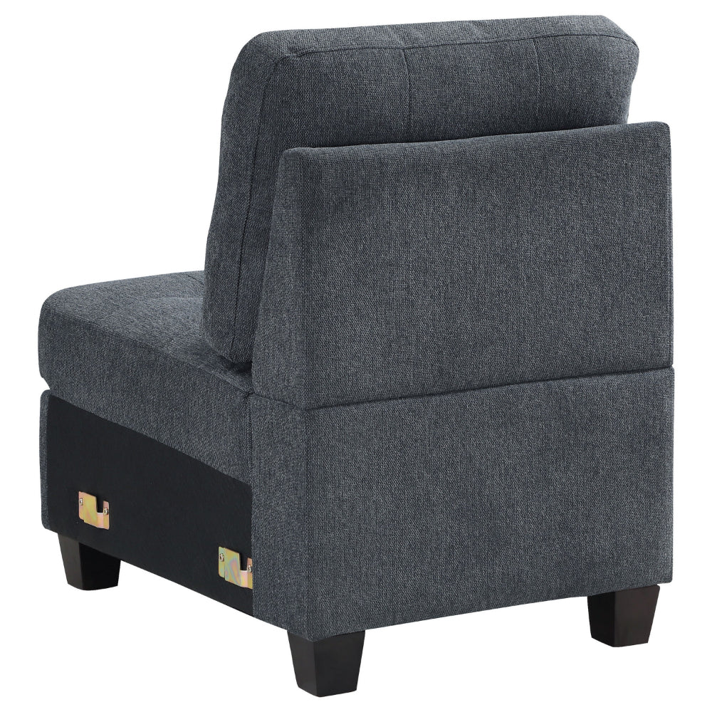 Benjara Seh Armless Modular Sofa Chair with Plush Cushions, Soft Dark Gray Fabric