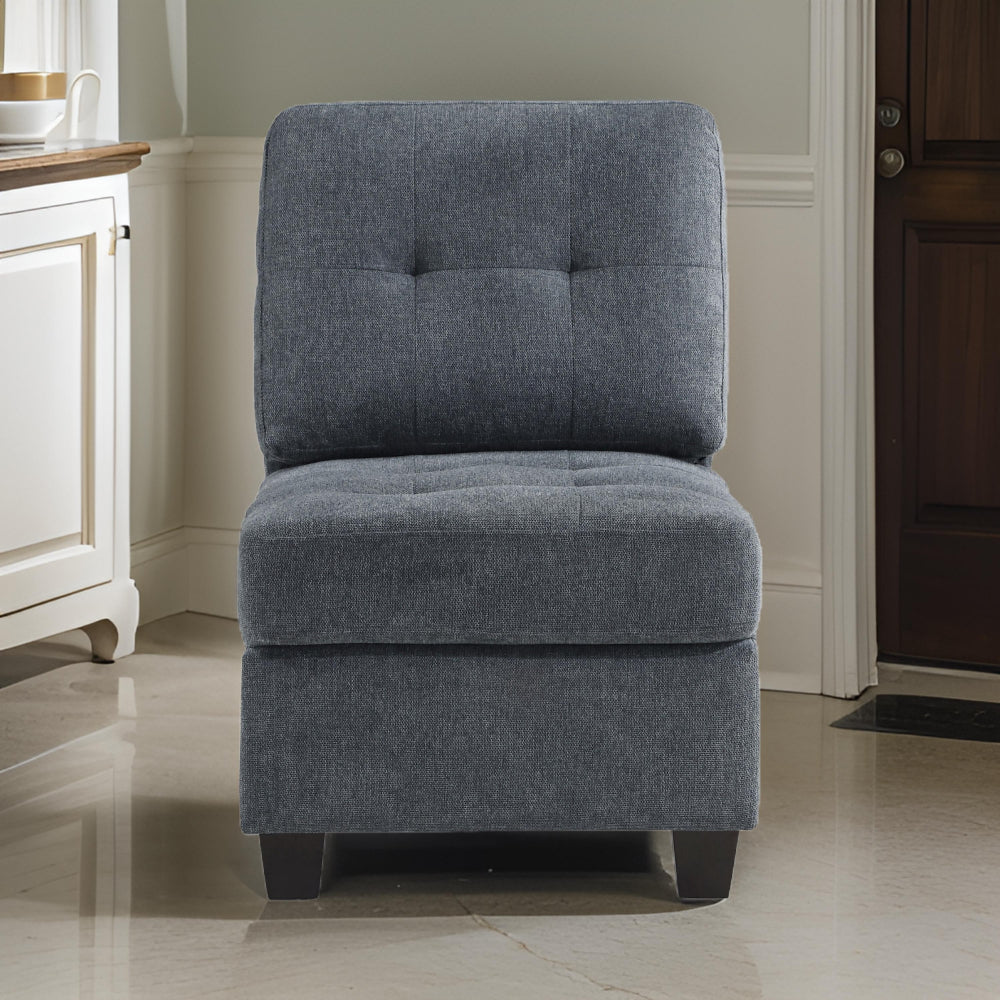 Benjara Seh Armless Modular Sofa Chair with Plush Cushions, Soft Dark Gray Fabric