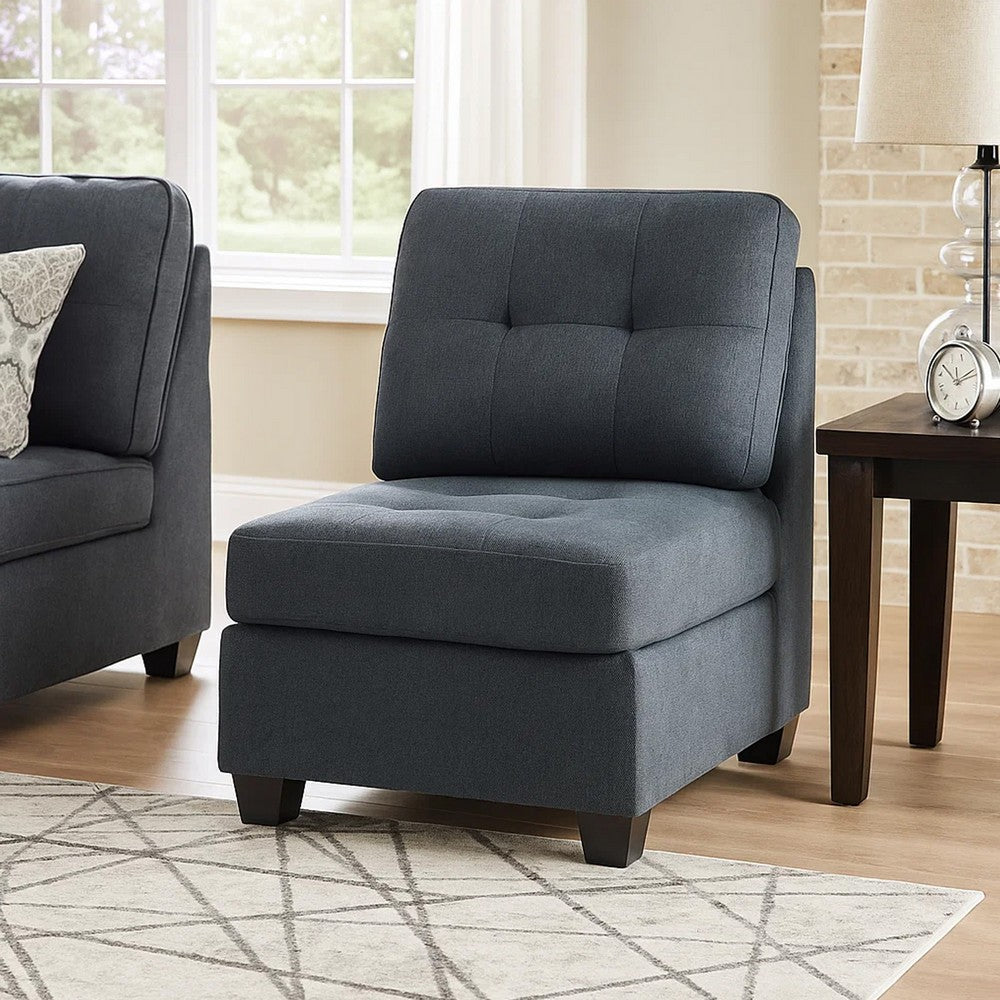 Benjara Seh Armless Modular Sofa Chair with Plush Cushions, Soft Dark Gray Fabric
