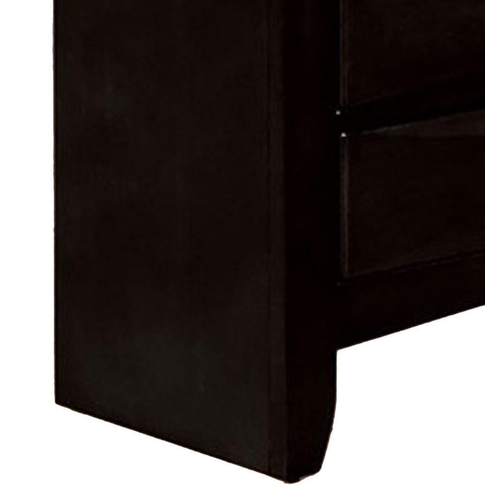 Benjara Simo Nightstand, Spacious Top, Metal Knobs, 3 Drawers, Black Solid Wood