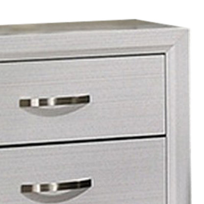 Benjara Erica Nightstand, 2 Drawers, White Wood Finished Frame, Metal Handles