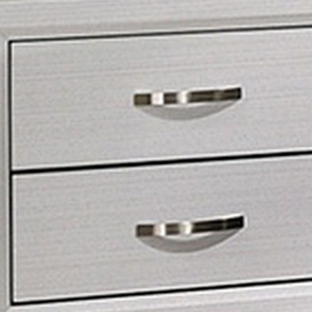Benjara Erica Nightstand, 2 Drawers, White Wood Finished Frame, Metal Handles