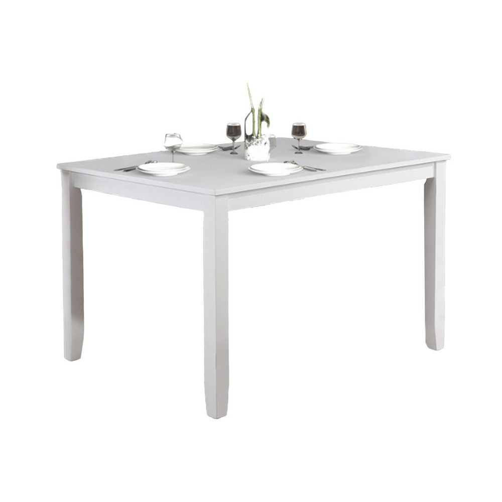 Benjara Ziko 5 Piece Dining Table Set, 4 Crossed Back Chairs, White Solid Wood