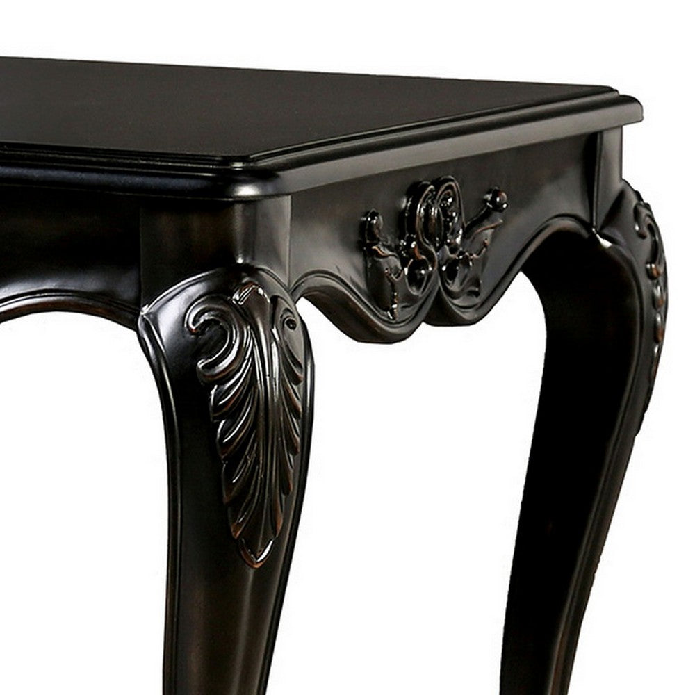 Benjara Roche Side End Table, 29 Inch, Classic Cabriole Legs, Dark Brown Solid Wood