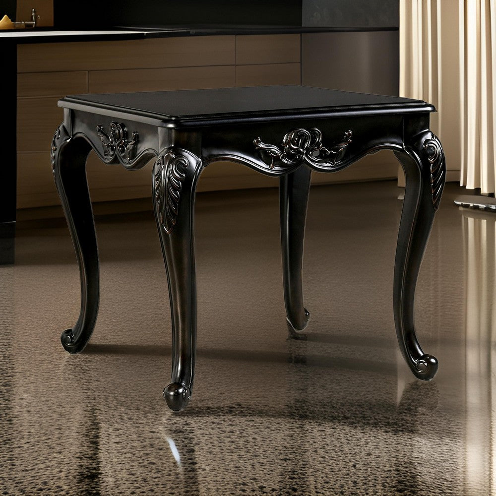 Benjara Roche Side End Table, 29 Inch, Classic Cabriole Legs, Dark Brown Solid Wood