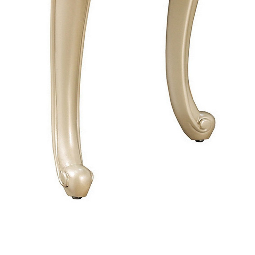 Benjara Roche Side End Table, 29 Inch, Classic Cabriole Legs, Champagne Gold Wood