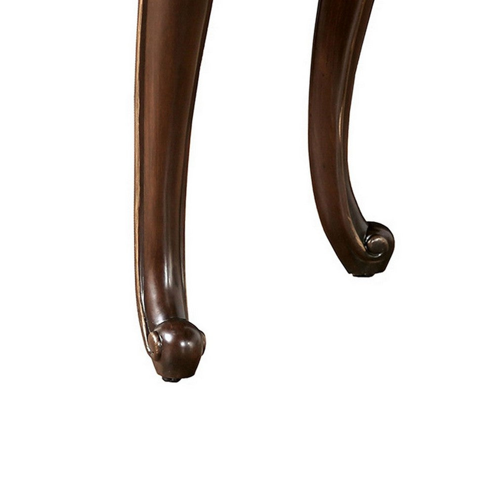 Benjara Halie Side End Table, 28 Inch, Classic Cabriole Legs, Dark Brown Solid Wood
