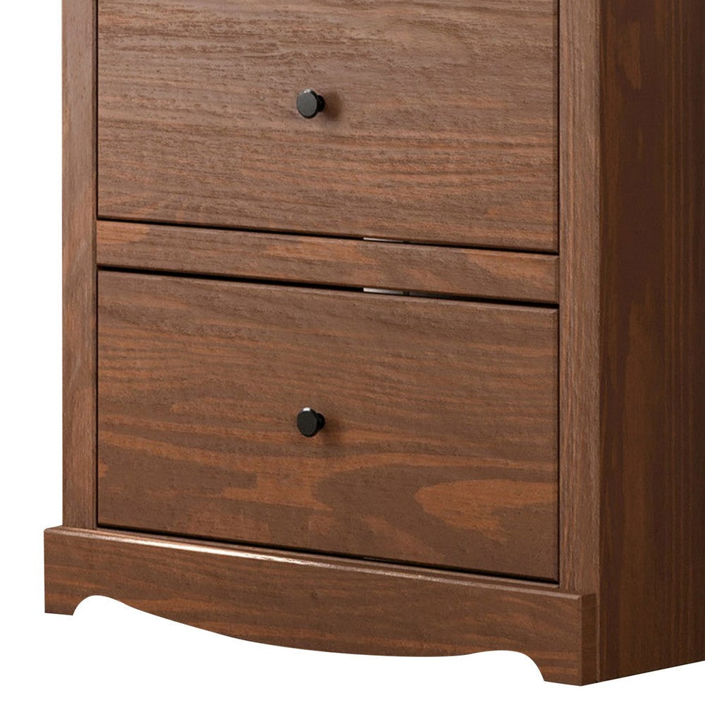 Benjara Stav Tall Dresser Chest with 4 Drawers, Plank Style, Brown Solid Wood