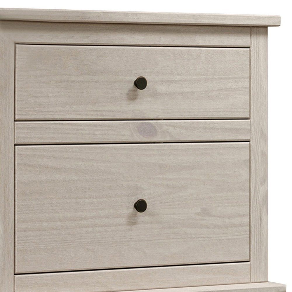 Benjara Stav Tall Dresser Chest with 4 Drawers, Plank Style, White Solid Wood