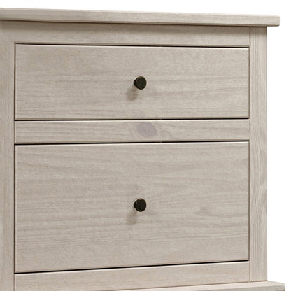 Benjara Stav Tall Dresser Chest with 4 Drawers, Plank Style, White Solid Wood