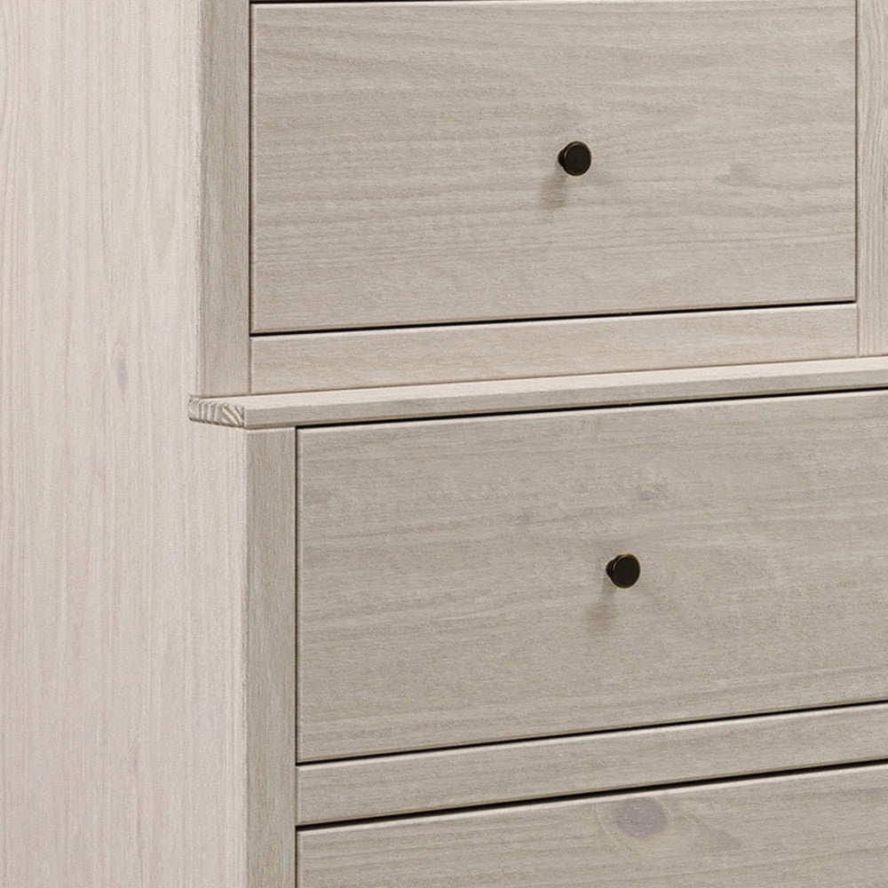 Benjara Stav Tall Dresser Chest with 4 Drawers, Plank Style, White Solid Wood