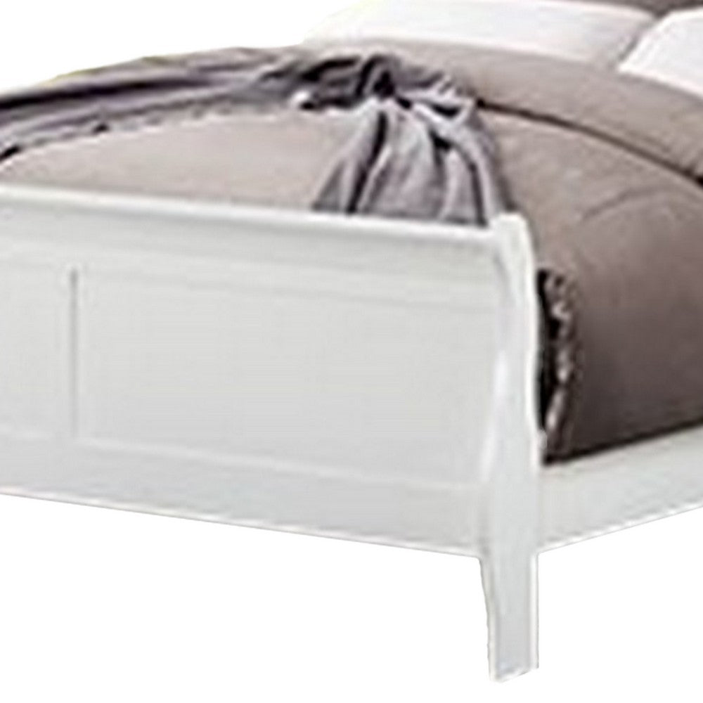 Benjara Ryla Full Size Bed, Sleek Modern Panel Headboard Design, White Solid Wood