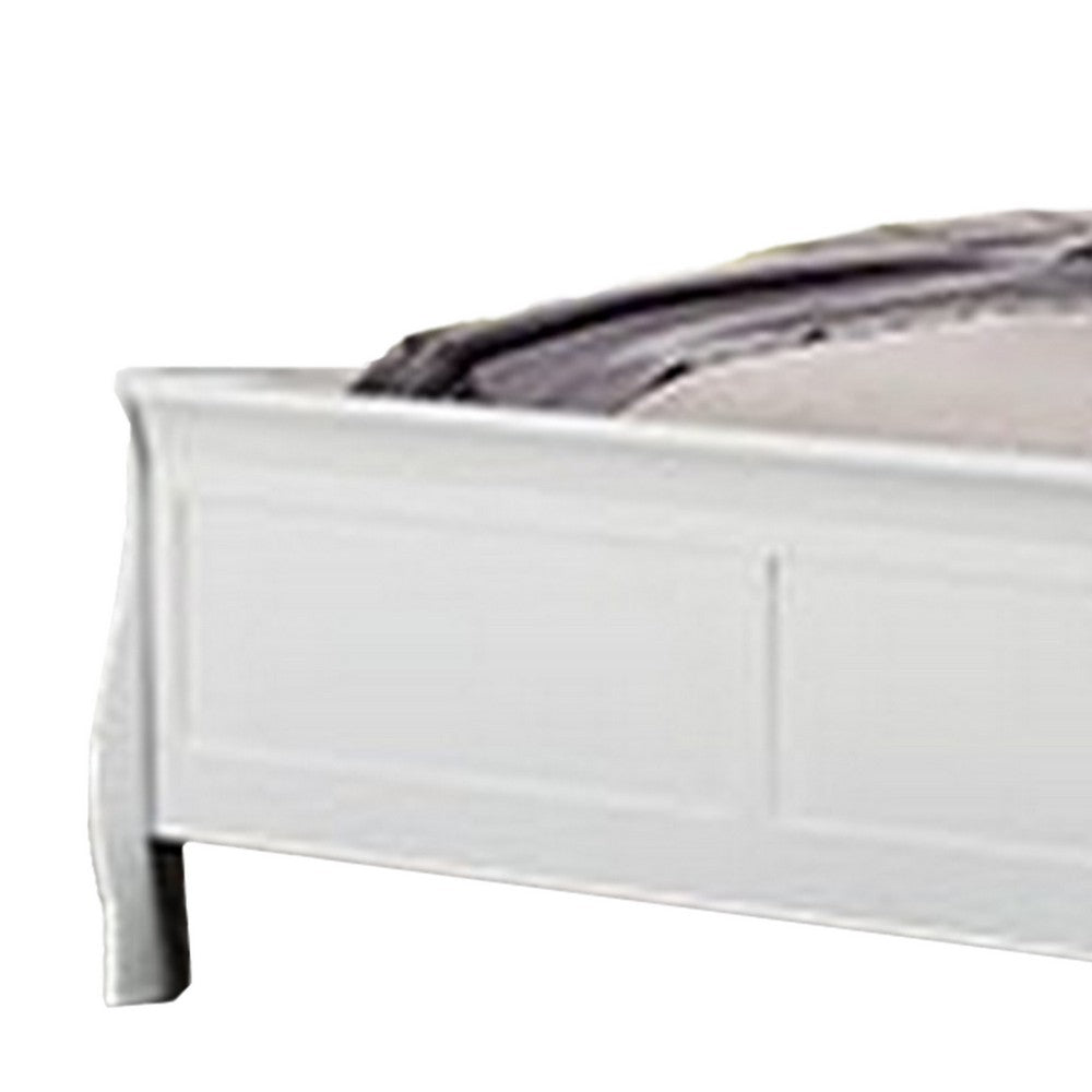 Benjara Ryla Full Size Bed, Sleek Modern Panel Headboard Design, White Solid Wood