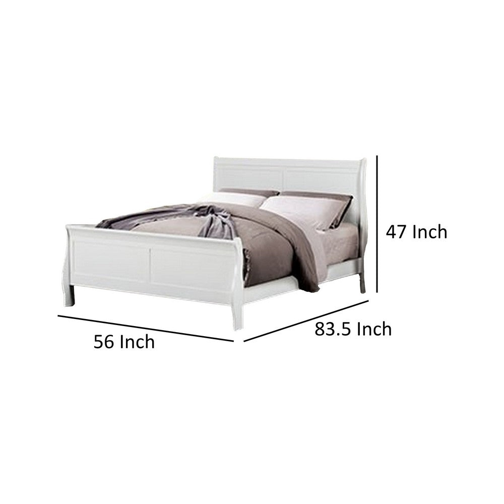 Benjara Ryla Full Size Bed, Sleek Modern Panel Headboard Design, White Solid Wood