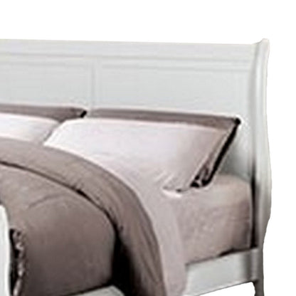 Benjara Ryla Twin Size Bed, Sleek Modern Panel Headboard Design, White Solid Wood