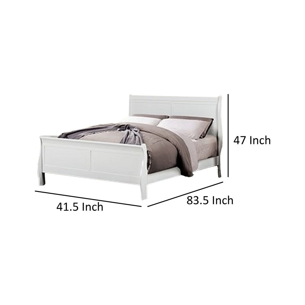 Benjara Ryla Twin Size Bed, Sleek Modern Panel Headboard Design, White Solid Wood