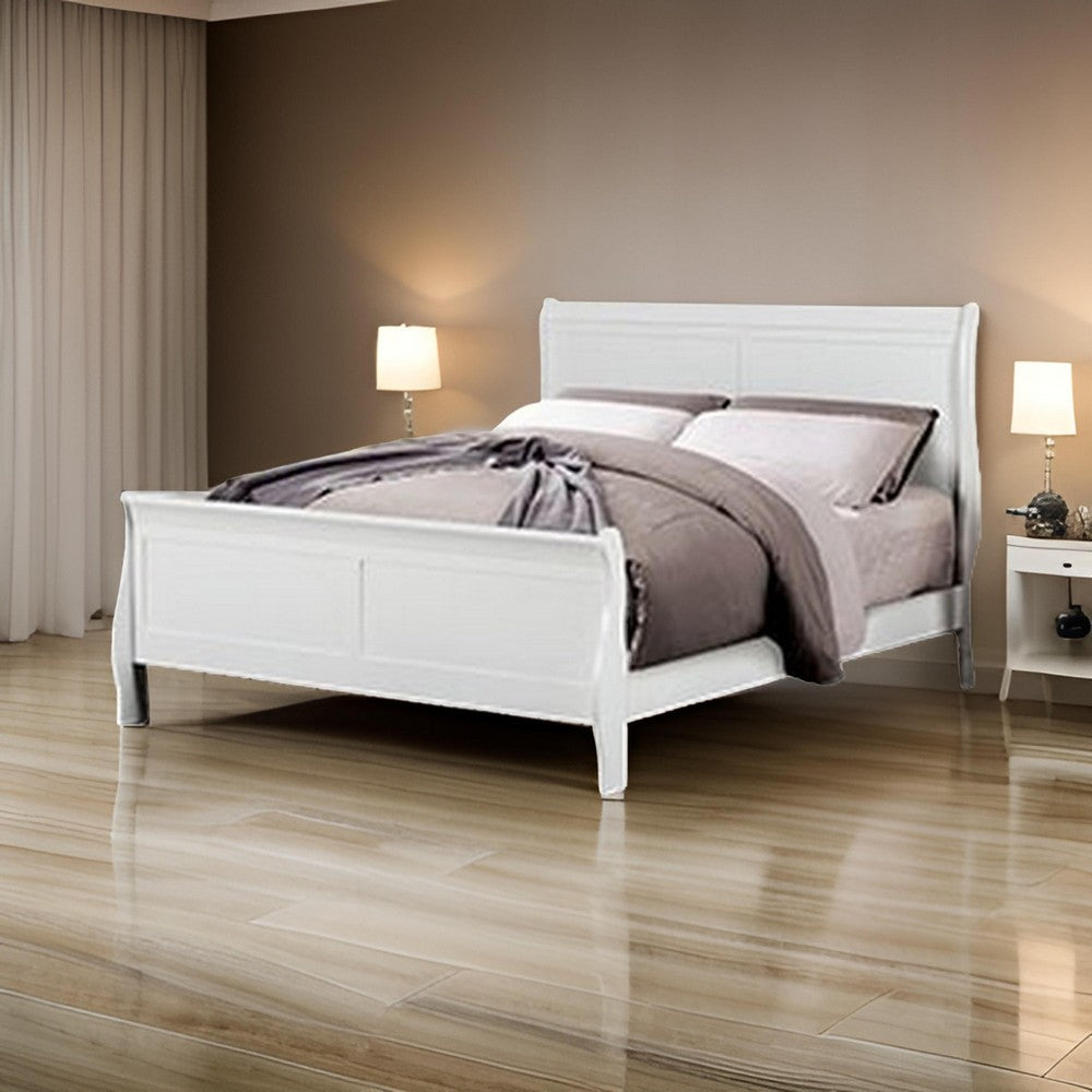 Benjara Ryla Twin Size Bed, Sleek Modern Panel Headboard Design, White Solid Wood