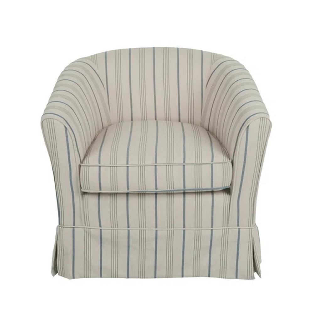 Benjara Accent Swivel Chair, Modern Round Barrel Back, Soft White Gray Fabric