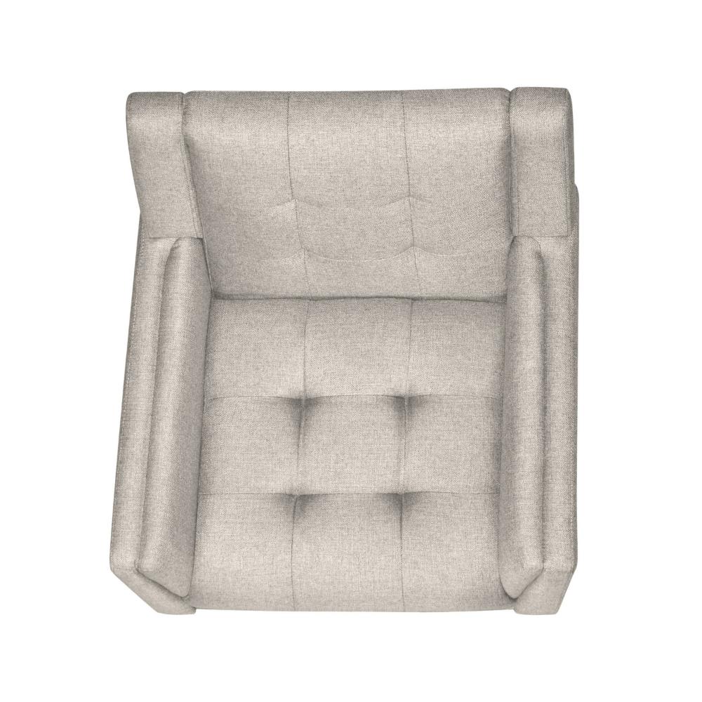 Benjara Accent Armchair, Tufted Back Flared Arms, Tapered Wood Legs, Beige Fabric