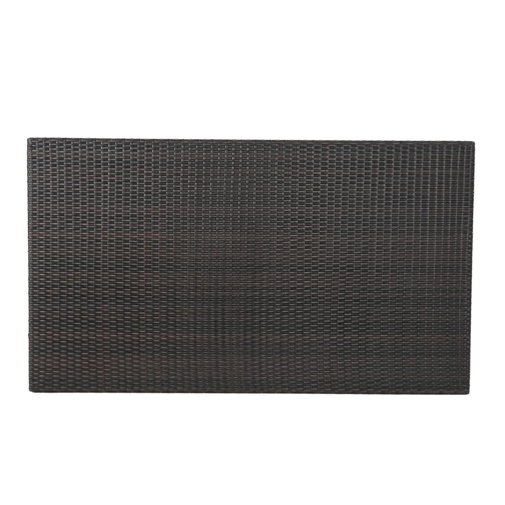 Benjara Sanie Outdoor Dining Table, 59 Inch Top, Iron Frame, Brown Resin Wicker