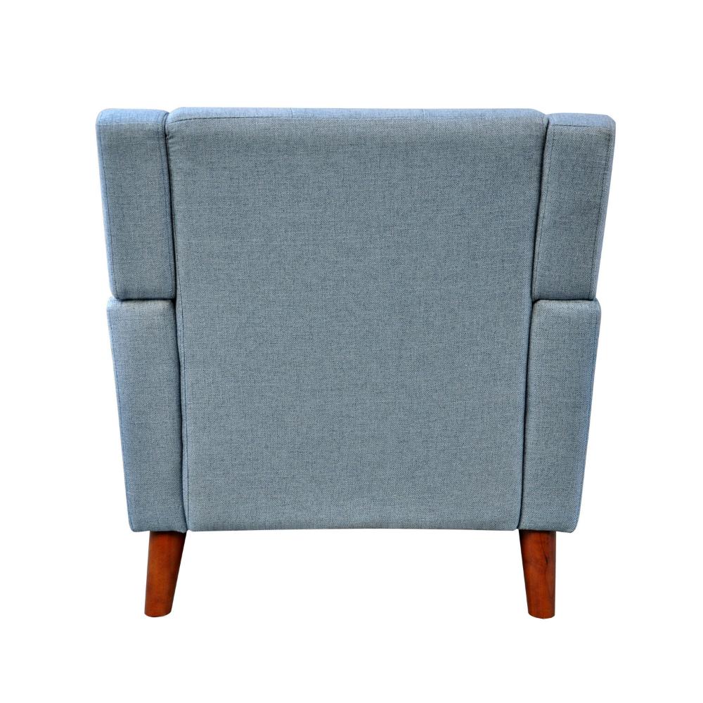 Benjara Accent Armchair, Tufted Back And Flared Arms, Birch Wood, Blue Polyester