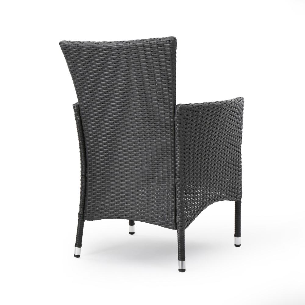 Benjara Marri Patio Dining Chair Set of 2, Ergonomic, Gray Wicker Design, Beige