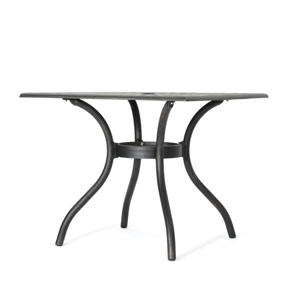 Benjara Serb Outdoor Dining Table, 37 Inch Square, Handcrafted Copper Patina Finish