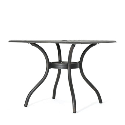 Benjara Serb Outdoor Dining Table, 37 Inch Square, Handcrafted Copper Patina Finish