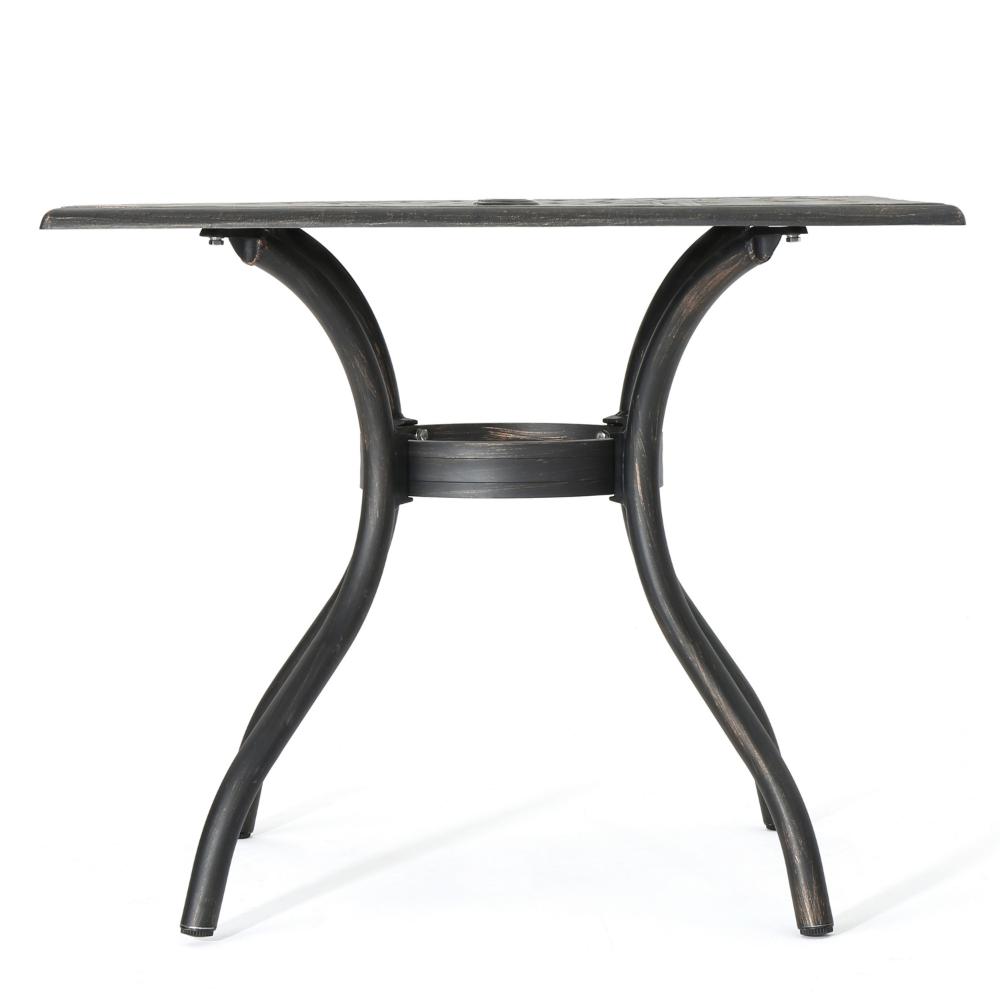 Benjara Serb Outdoor Dining Table, 37 Inch Square, Handcrafted Copper Patina Finish
