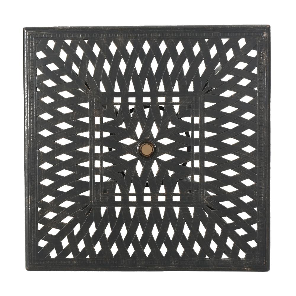 Benjara Serb Outdoor Dining Table, 37 Inch Square, Handcrafted Copper Patina Finish