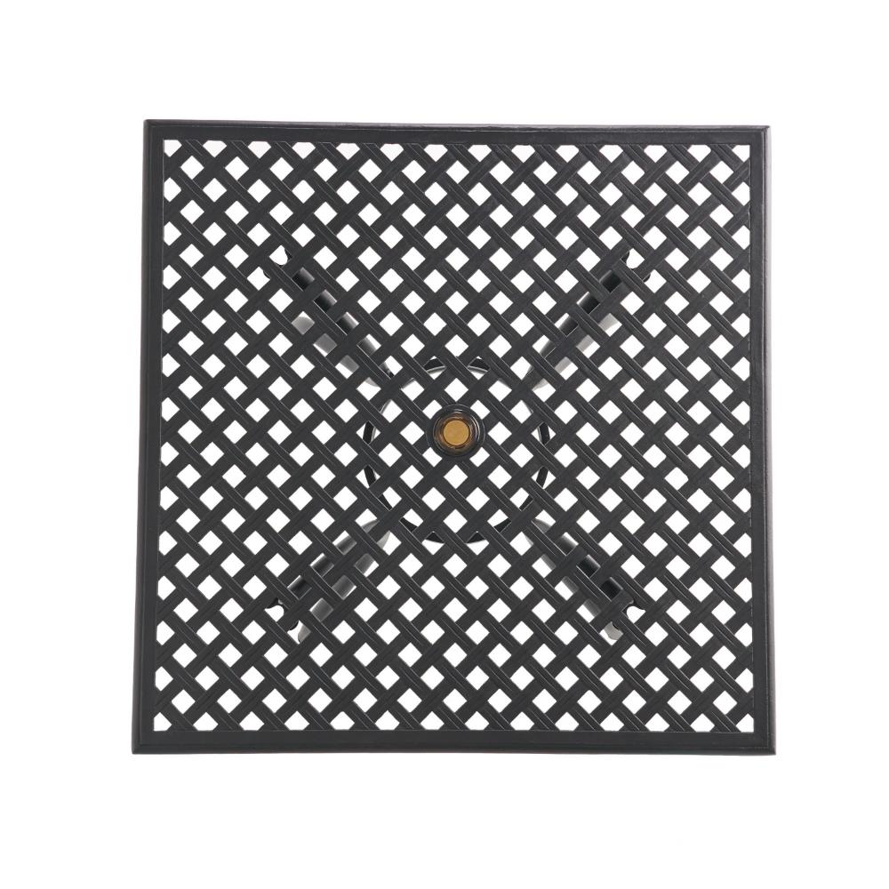 Benjara Cay Outdoor Dining Table, 40 Inch Square Top, Black Lattice Metal Design