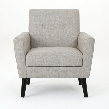 Benjara Accent Club Chair, Nailhead Trim Scrolled Arms, Birch Wood And Beige Fabric