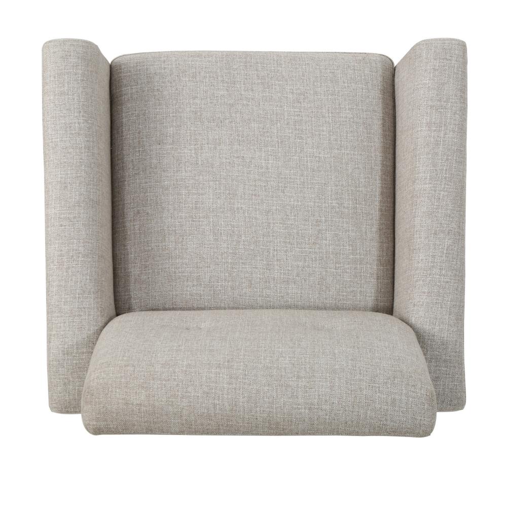 Benjara Accent Club Chair, Nailhead Trim Scrolled Arms, Birch Wood And Beige Fabric