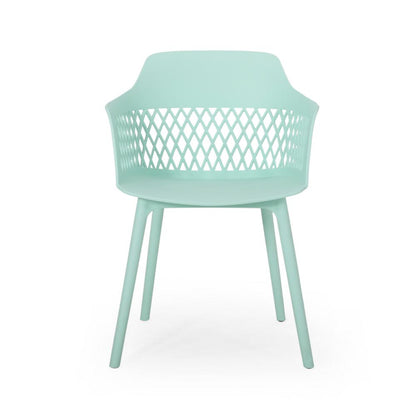 Benjara Outdoor Patio Chair, Curved Arms, Weather Resistant Modern Mint Green