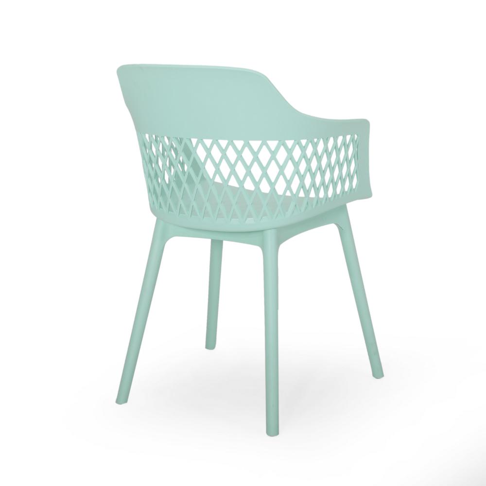 Benjara Outdoor Patio Chair, Curved Arms, Weather Resistant Modern Mint Green