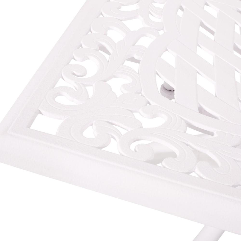 Benjara Toni Table, 67 Inch Rectangular Lattice Top, Saber Legs, White Aluminium