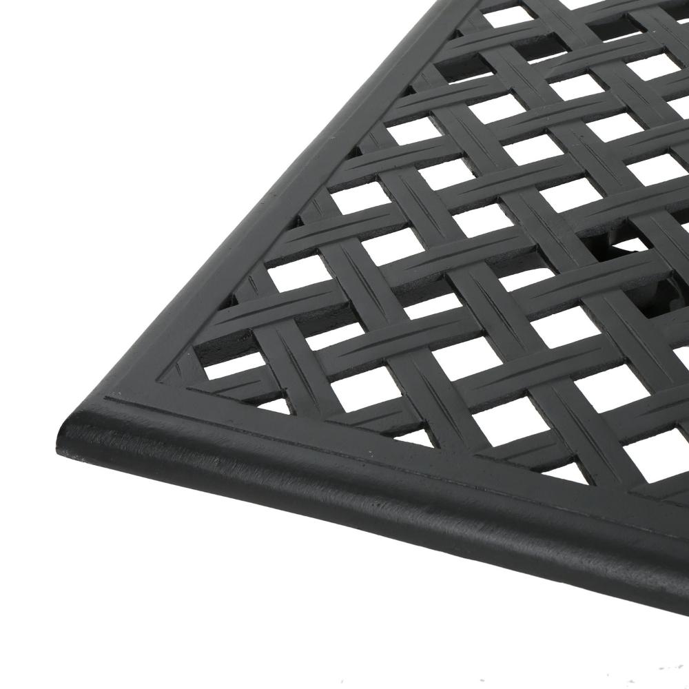 Benjara Cay Outdoor Dining Table, 67 Inch Rectangular, Lattice Black Aluminium